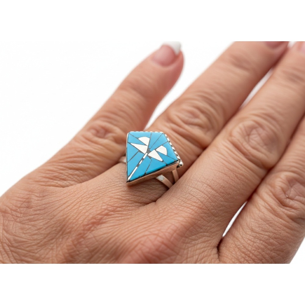 Handmade Zuni Ring D. Quam Sterling Silver Native American Jewelry sz‎ 6.25 ***
